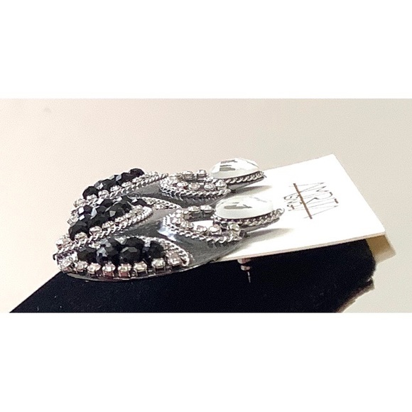 Black Shimmer Disc Earrings - Picture 4 of 4